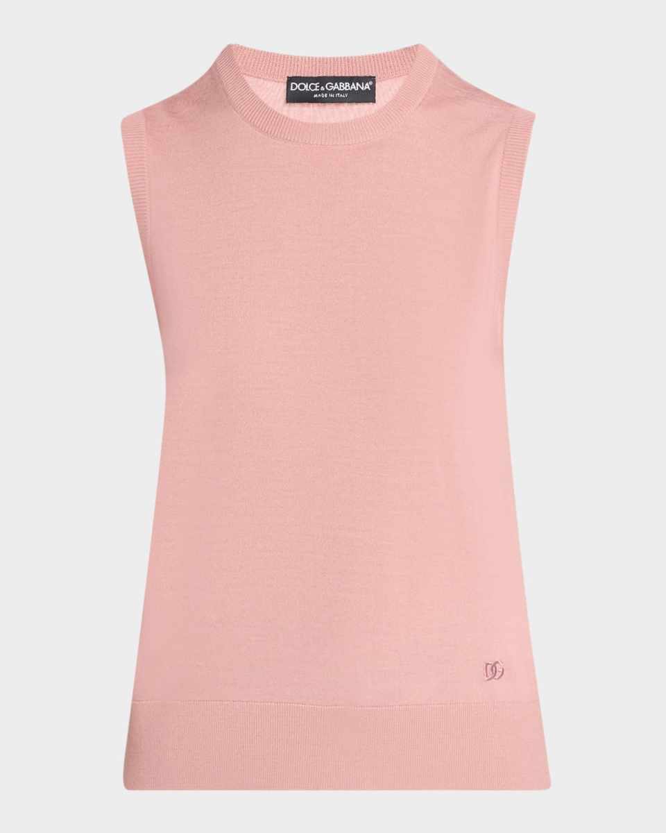 Virgin Wool Sleeveless Crewneck Sweater